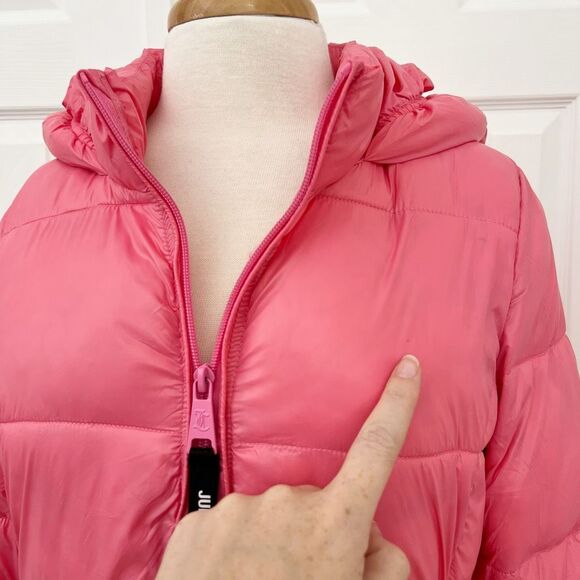 Juicy Couture Womens Pink Puffer Jacket Long Sleeve Lined Size Small - Picture 2 of 7